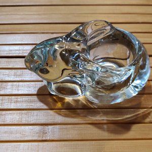 Vintage Indiana Glass Easter Bunny Clear Crystal Votive Tea Light Candle Holder